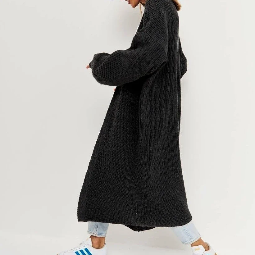 Long Cardigan Women Knitted Vintage 2025 Pocket Spring Autumn Winter Striped Jumpers Outerwear Sweaters Y2k Sweater Coat Jacket