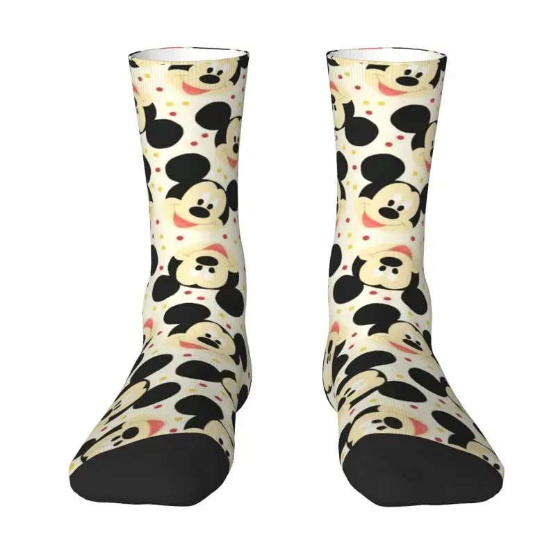 Custom Mickey Mouse Head Manga Cartoon Socks Women Men Warm 3D Printing Basketball Sports Socks