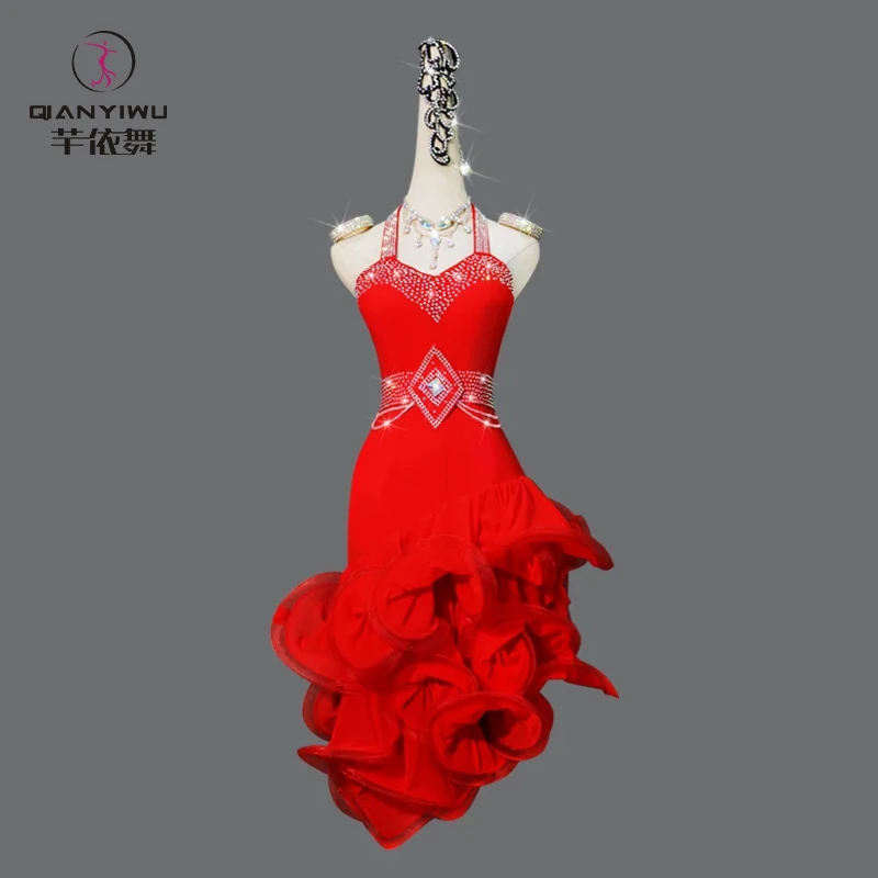 Latin Dance Dress Woman Practice Clothes Dancewear Skirt New Piece Dresses Line Clothing Women Suit Competition Costume Ballroom