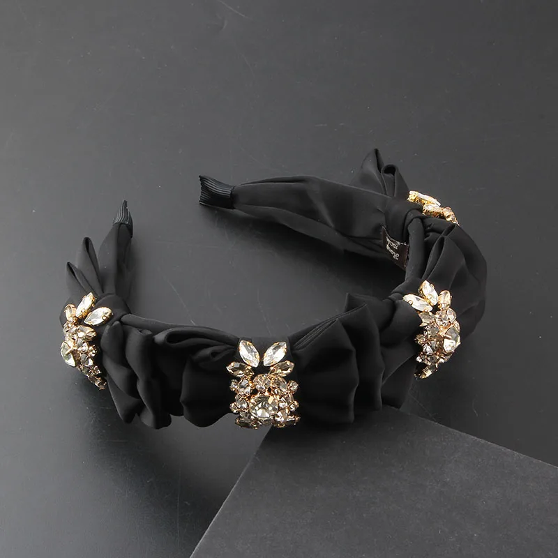 New Fashion Woven Fabric Inlaid Rhinestone Geometric Hair Accessories Ladies Prom Street Shooting Trend Headband Headwear 859