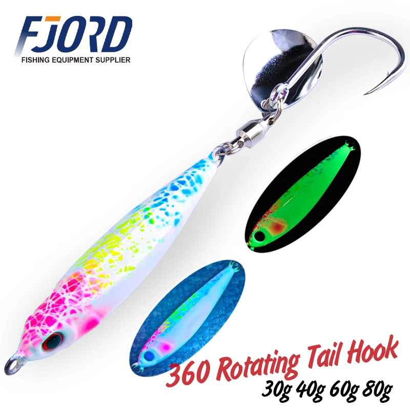 FJORD 30g 40g 60g 80g Metal Jig Fishing Lure Tail Spinning With Hook Artificial Bait Hard Swimbait Sea Fishing Accessories