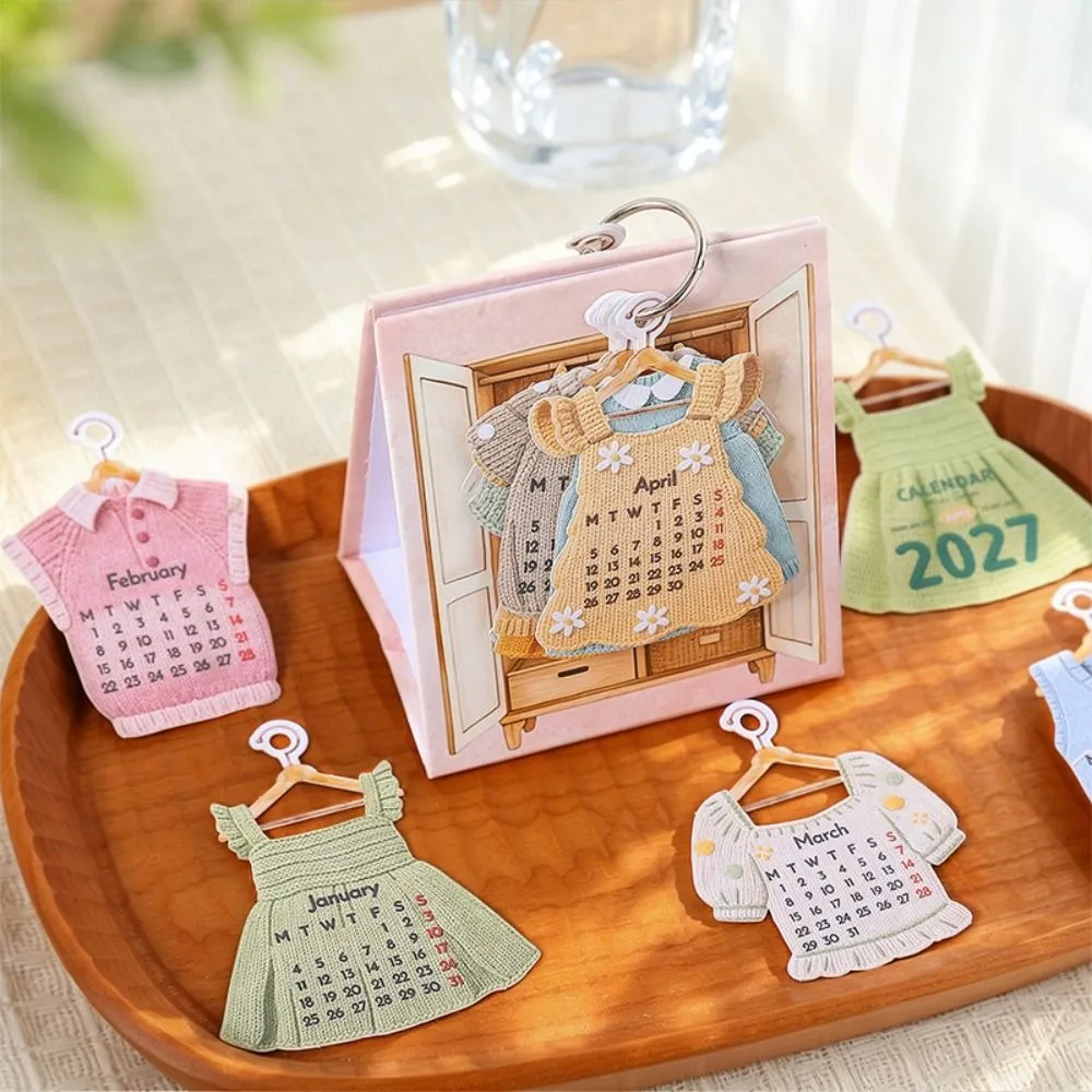 New Mini 2027 Desk Calendar Four Seasons Wardrobe Monthly Table Calendar Decorative Standing Flip Calendar Home Office