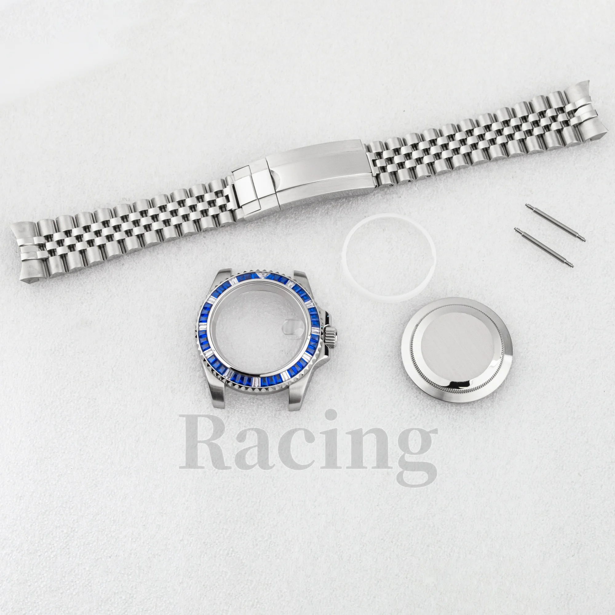 NH35 Diamond Case for SUB GMT Watches Sapphire Crystal Rotating Diamond 40mm Watch Case Fit NH34/35/36 Automatic Movement