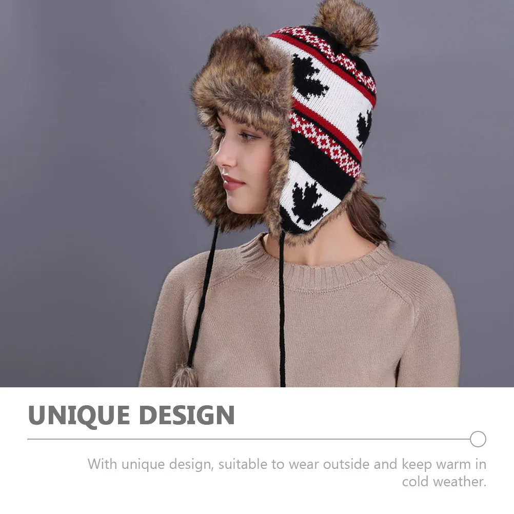 

Warm Knitted Stylish Windproof Beanie Comfortable Ear Warmer Hat For Women Winter Warming Outdoor Wool Hat Camp Hiking Accessory