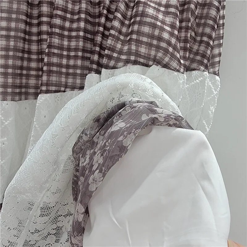 WTHT موضة جديدة للمرأة الدانتيل حافة تقسم زهرة طباعة ألف خط التنانير الطويلة 2025 الصيف العصرية مرونة الخصر تنورة الإناث 1LS2043