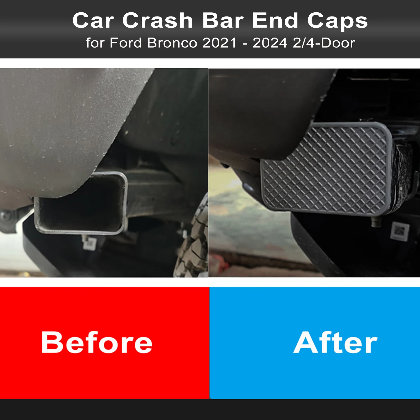 Car Crash Bar End Caps for Ford Bronco 2021 2022 2023 2024 2/4-Door Front Bumper Plug Mudproof Dust Caps Exterior Accessories