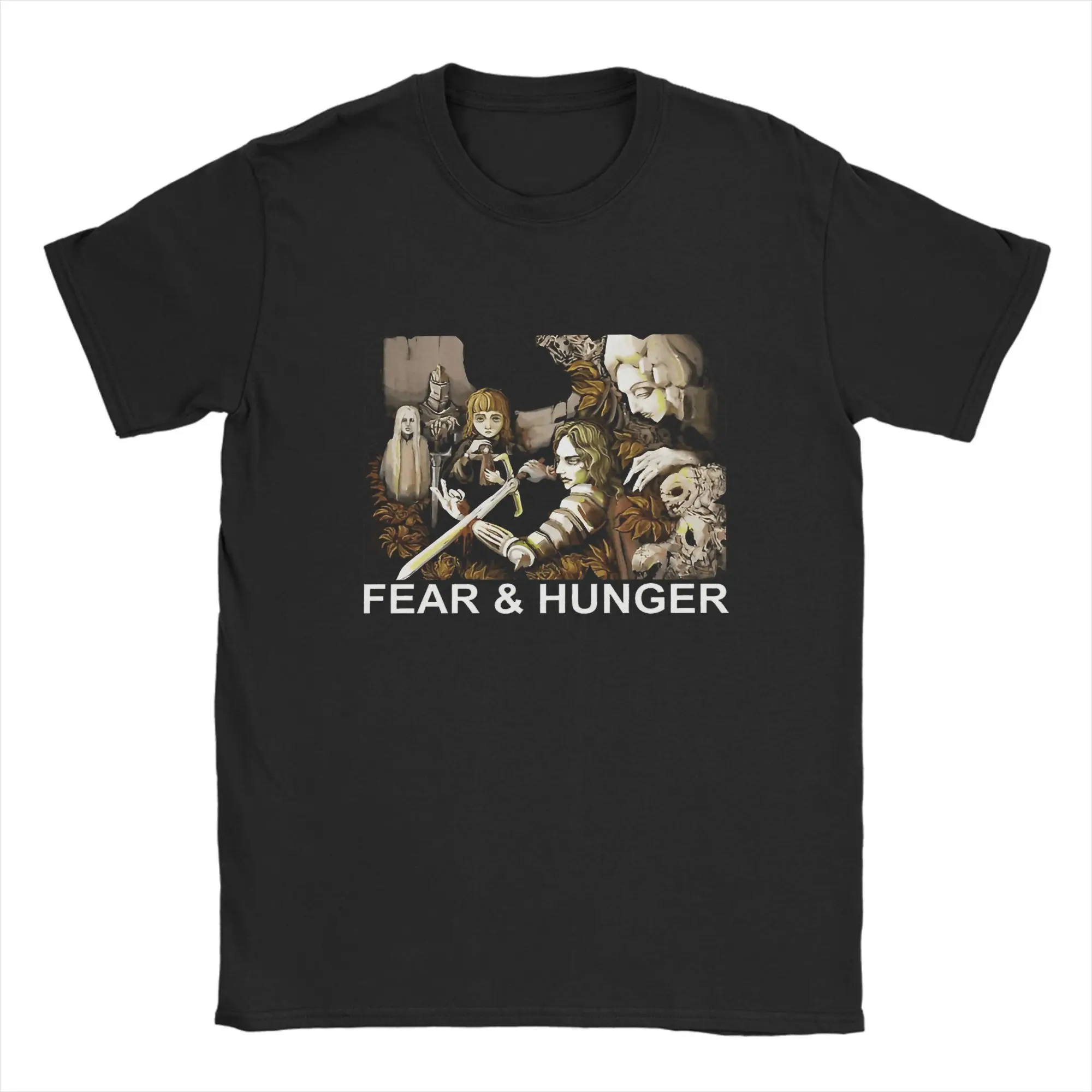 

Футболка THE GROUP Fear and Hunger, мужская винтажная футболка из чистого хлопка, футболки с круглым вырезом, топы с короткими рукавами, большой размер