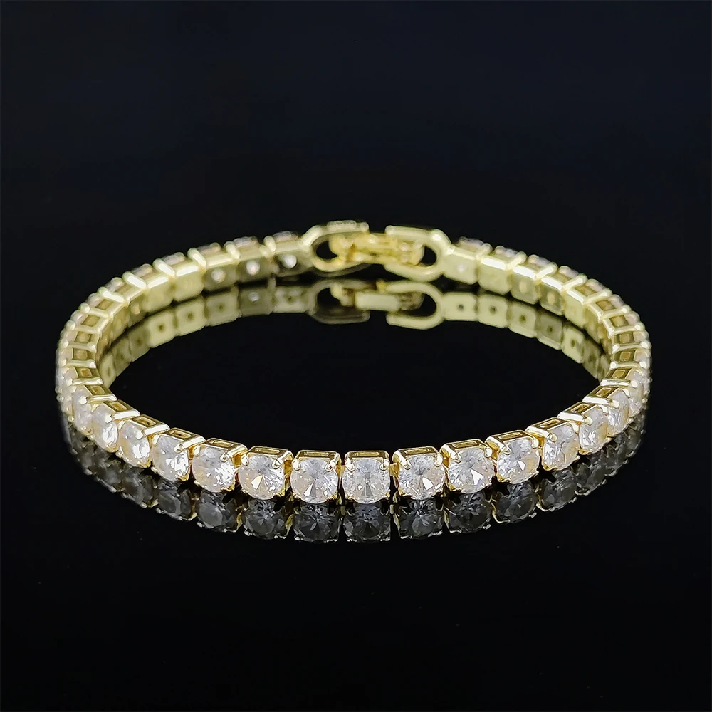 Luxury Elegance Shining 4mm Gold Color on Hand Princess Bracelet Bangle for Women Anniversary Gift Jewelry Wholesale S5787 image 5