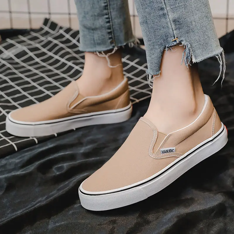 concise Casual Canvas Sneakers Women Men Non-slip Loafers Breathable Low top Flat Tenis Shoes Women's Sneakers Plus Size 44