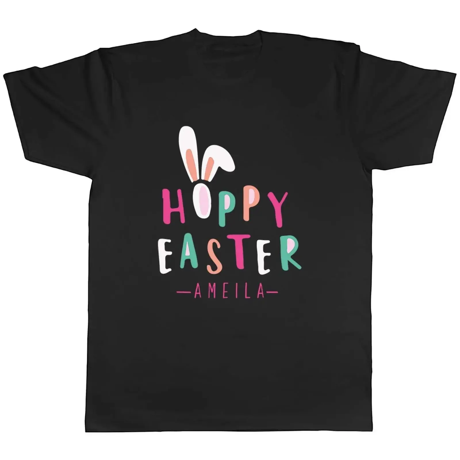 Personalisiert Beliebiger Name Hoppy Ostern Herren T Shirt Hase Kaninchenohren Geschenk vintage Washed graphic Comfortable