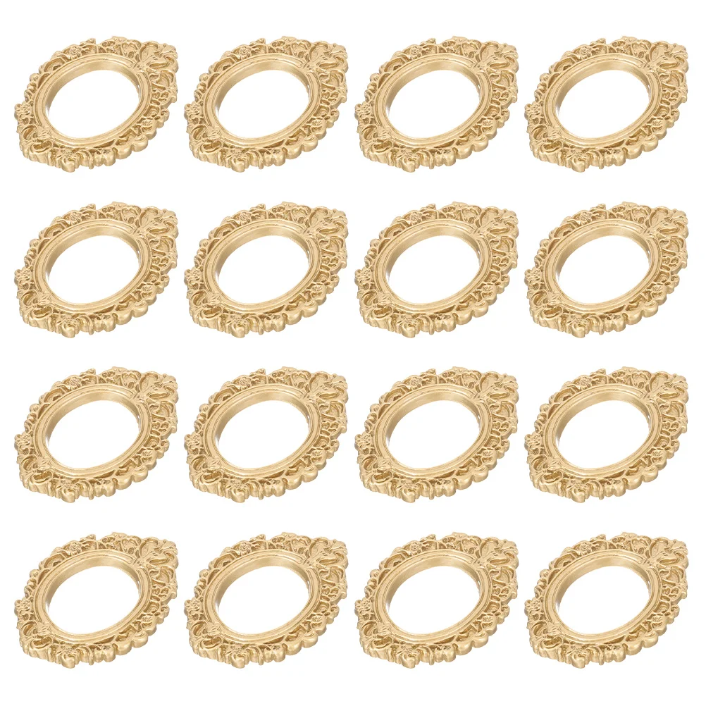 

20pcs Mini Vintage Resin Photo Frames Small Oval Baroque Diy Crafts Jewelry Display Retro Wall Decorations Creative Art Project