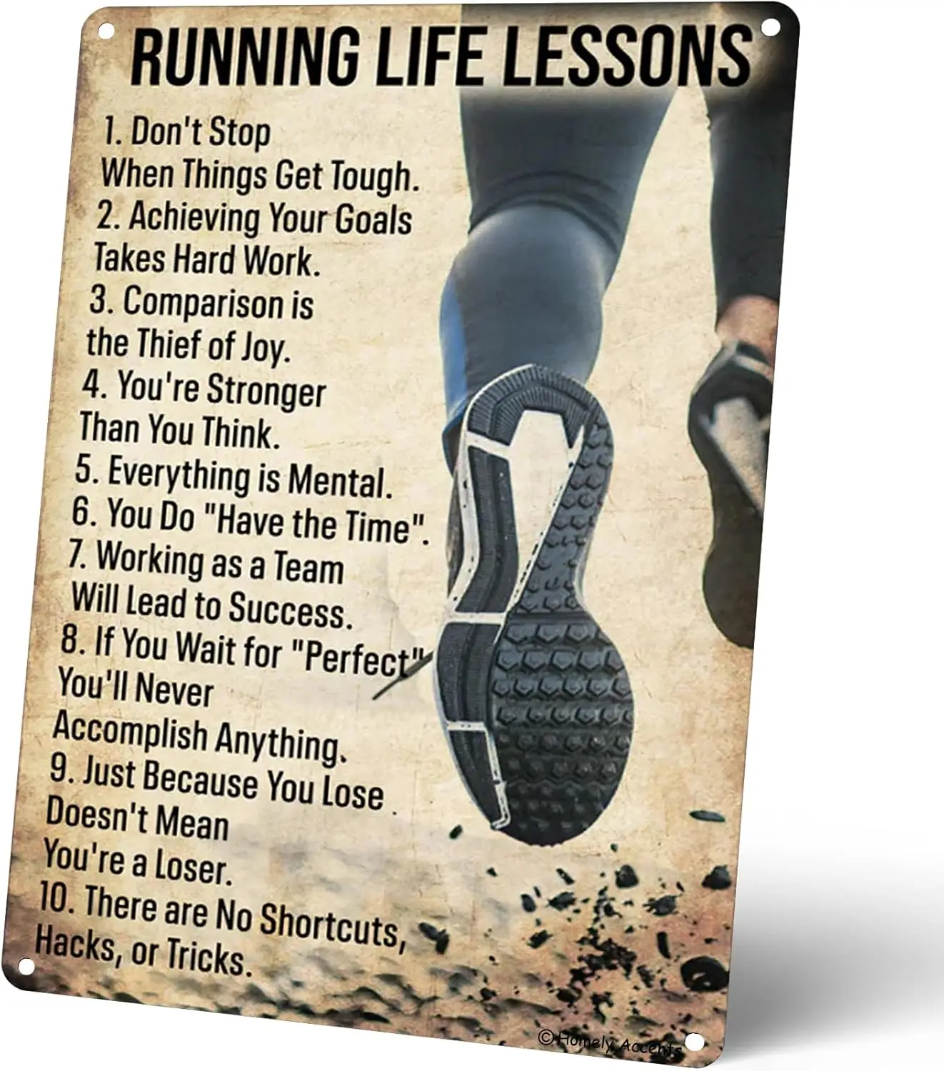 Vintage Running Life Lessons Metal Tin Sign, Inspirational Quotes Poster for Gym Home Decor, Wall Art for Bedroom, Bathroom, Man