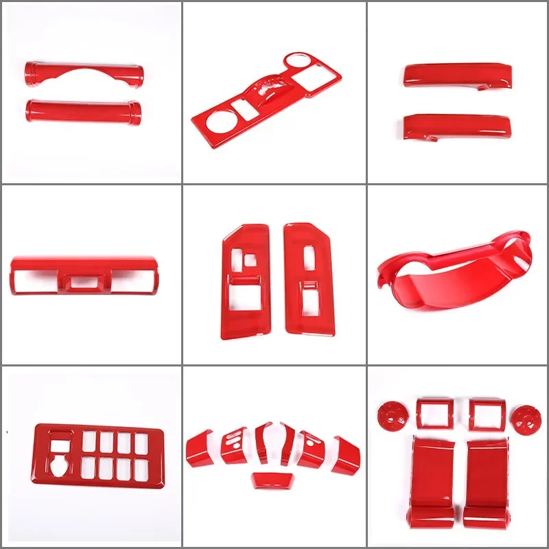 For Toyota FJ Cruiser 2007-2021 ABS Red Car Center Control Gear Panel Frame Cover Sticker Car Interior Protection Accessories