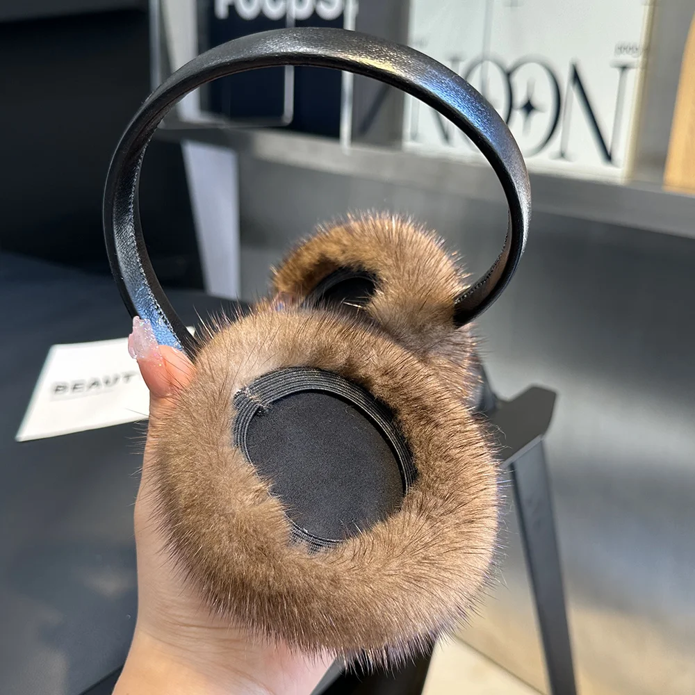 Earmuffs de pele real para mulheres, pele de vison natural, regalos de ouvido para meninas, proteção ao ar livre fria, quente, melhor, inverno