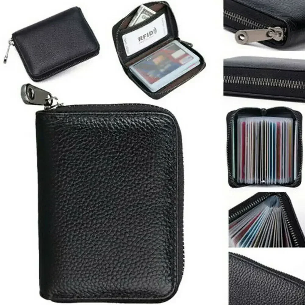 2023 New Mini Leather 20 Card Wallet Mini Leather Wallet Business Case Purse Holder RFID Blocking Carteira Masculina Porte Carte