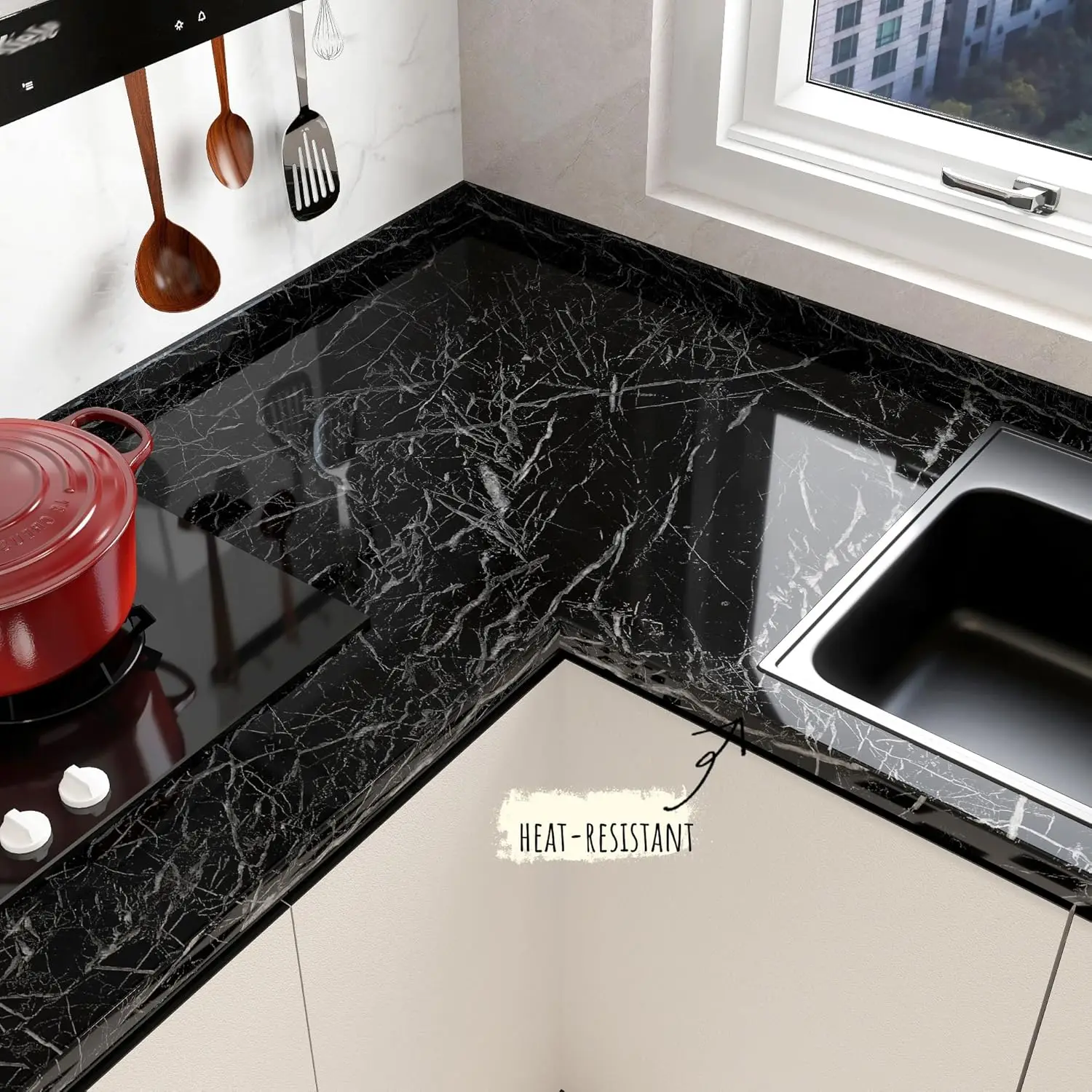 5M X 55CM Marble Self Adhesive Wallpaper Waterproof Oil Proof Kitchen Stickers Thermostability Decorative Film Home Decor