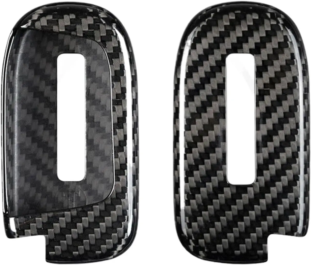 Real Carbon Fiber Car Remote Smart Key Case Cover Shell Holder Protector Compatible For Chrysler Dodge Jeep 5 Buttons Fob Access