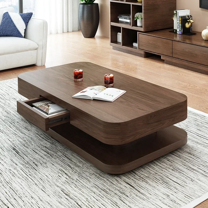 Jieshi New Chinese Classic Design Wooden Living Room Furniture Simple Center Stone Coffee Table