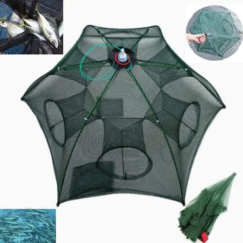 Automatic Fishing Net Foldable Crab Trap Umbrella Design Pull-Up Telescoping Landing Net For Fish Crawfish Shrimp Fishing