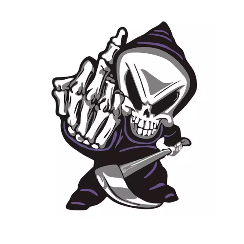 

Terror Middle Finger Skeleton Ghost God Decals Car Motorcycle Laptop Luggage Sticker Waterproof Reflective Decorative Pegainas