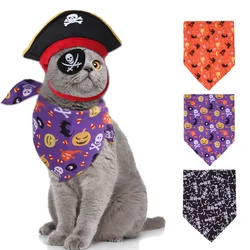 Halloween Pet Costumes Clothes Pirate Hat Eye Patch Halloween Party Holiday Dress Up For Cat Puppy Small Dog Pet Accessories