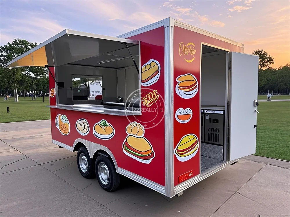 

Mobile Food Cart with Full Kitchen Trucks Hot Dog Cart Commercial Use Food Truck Trailer Concession Trailers Sale Bakery