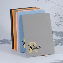 PU Couro Notebook Cover, iniciais personalizadas grátis, Nome Letras Padrão, Viagem Jornal de Negócios, DIY Notepad, Papelaria Abastecimento, A5