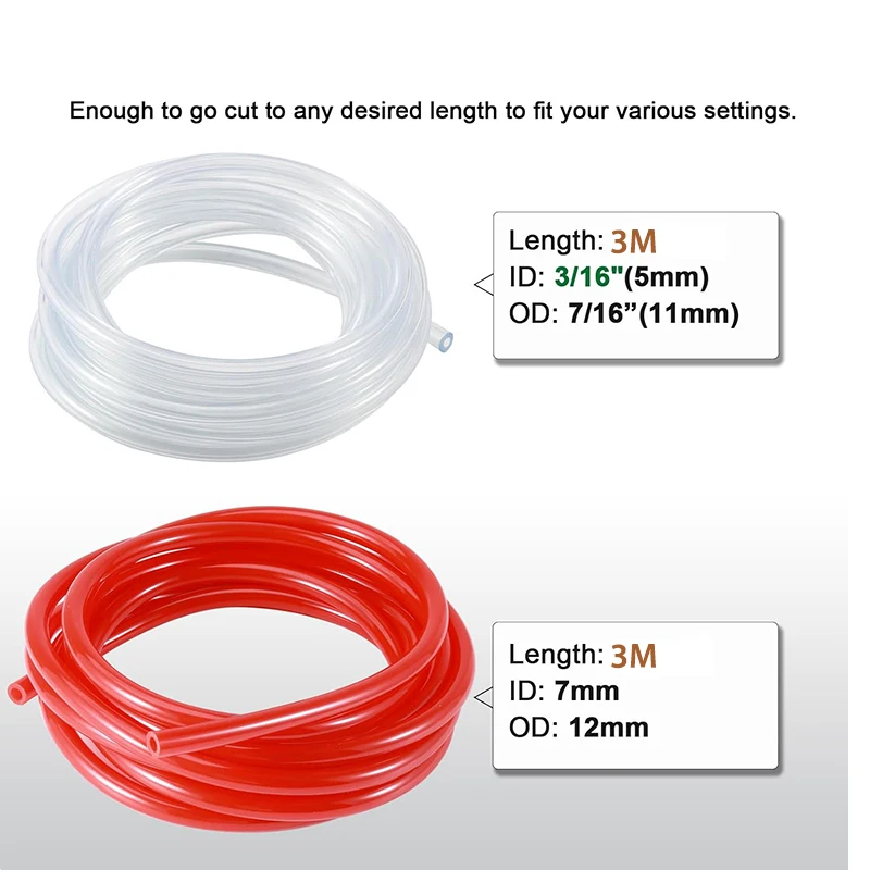 Kegerator Co2 Gas Line Beer Tube 3M Gas Hose + 3M Beer Line With Hose Clamp For Home Brewing Beer Tower Beer Keg