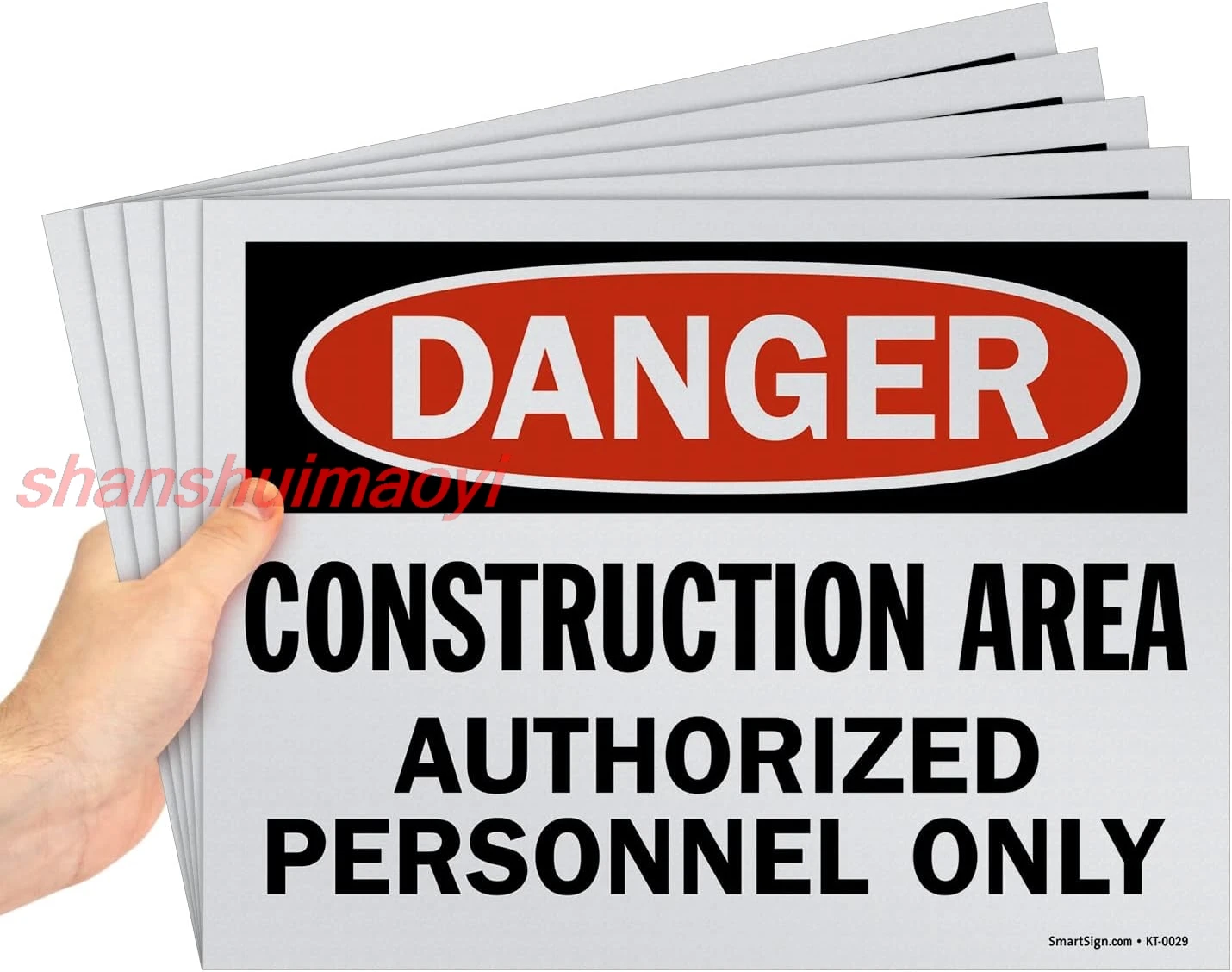 SmartSign (Pack of 5) 9 x 12 inch “Danger - Construction Area, Authorized Personnel Only” OSHA Sign, Screen Printed, 10 mil yes