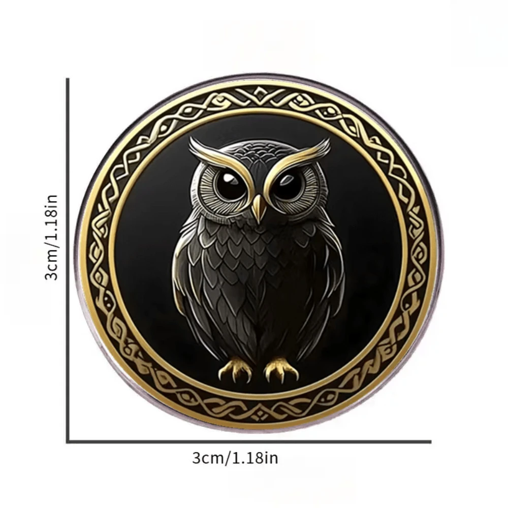 Retro Black Gold Texture Owl Drop Glue Brooch Celtic Pattern Decorative Pin Backpack and Suit Pins Decoration Accessories