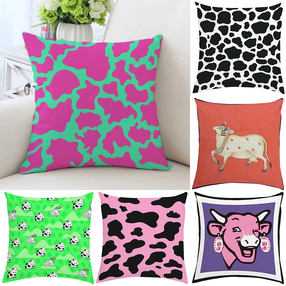 

40x40cm Cow Pattern Cute Pillow Cover Double Sided Printed Sofa Cushion Cover Car Decoration Cushion Cover Chair Lumbar Support