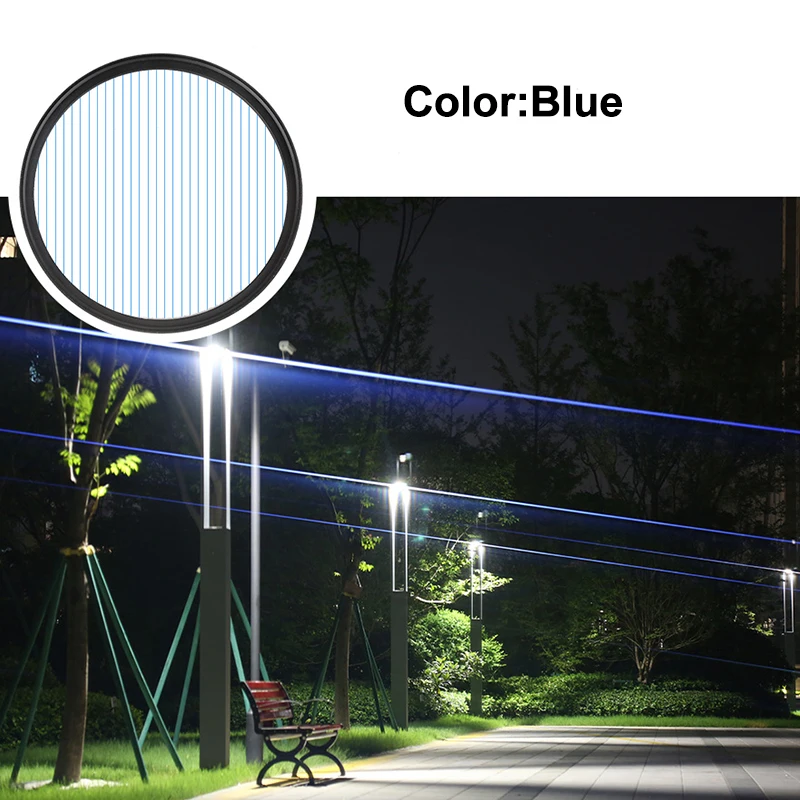 Walkingway Streak Filters Blue Flare lens Filter Circular Cinematic 49 52 55 58 62 67 72 77 82MM Camera Filter for Camera