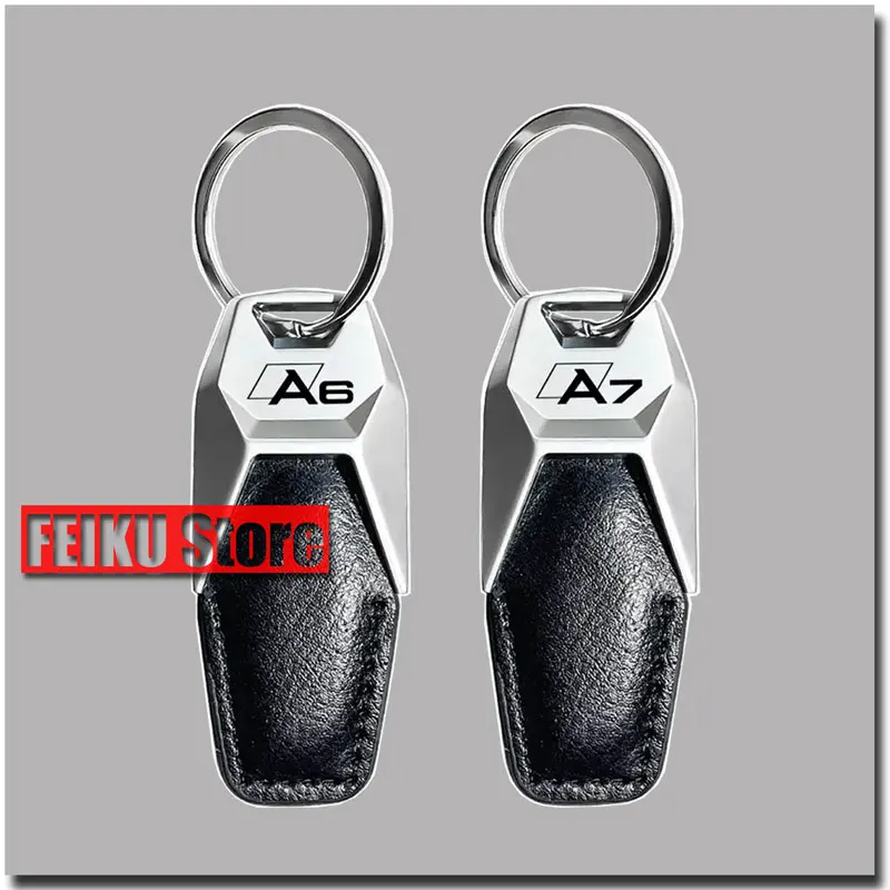 Car Styling Leather Metal Car Keychain Sports Logo Key Pendant For Audi A3 A4 A6 A7 Q3 Q5 Q7 Key Ring Accessories