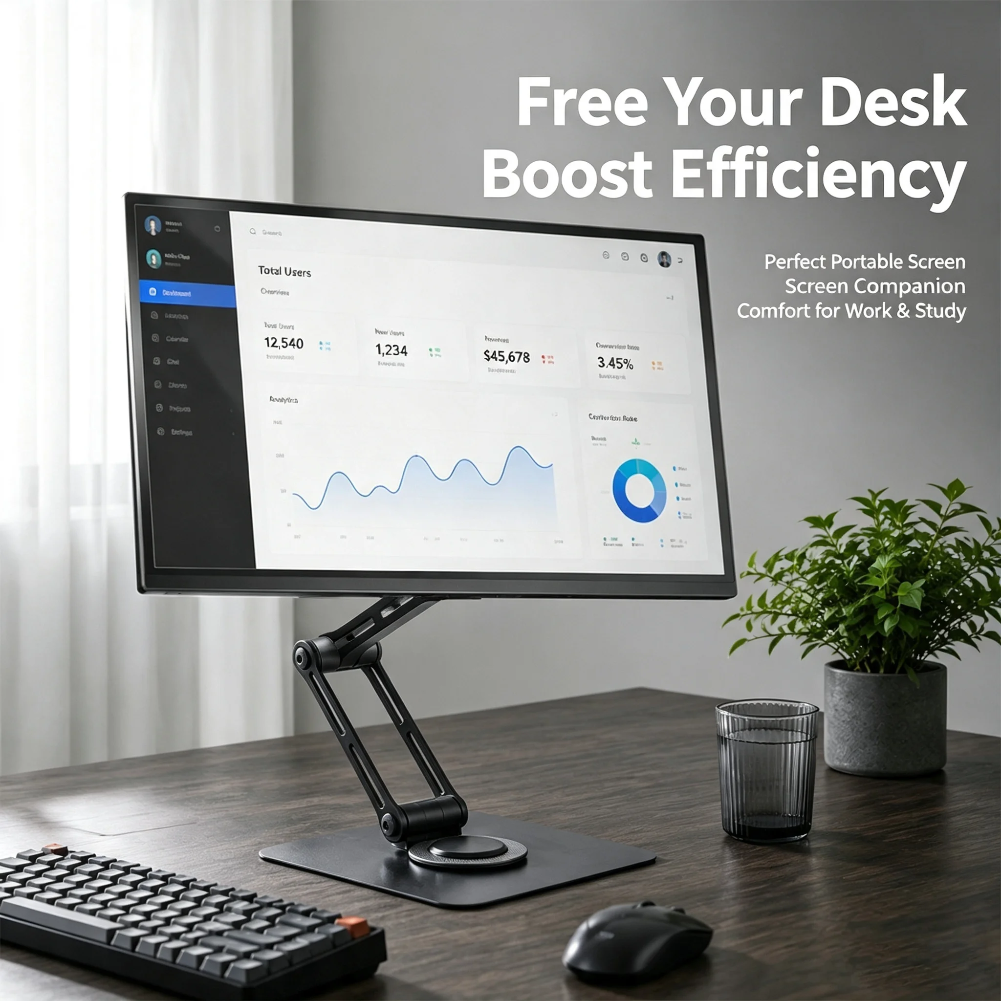 Magnetic Monitor Stand With 360 Degree Rotation Foldable Portable Desktop Display Bracket Suitable For Office Working And Daily