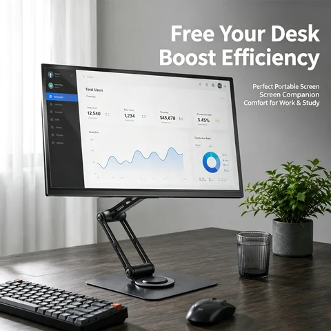 Magnetic Monitor Stand With 360 Degree Rotation Foldable Portable Desktop Display Bracket Suitable For Office Working And Daily