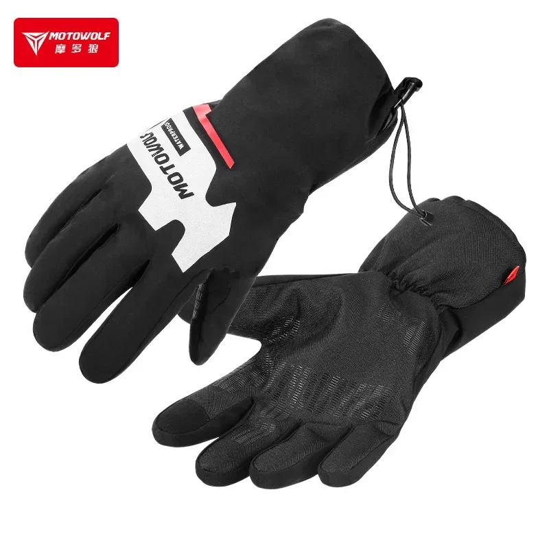 MOTOWOLF Waterproof Gloves Cycling Equipment Heavy Rain Takeaway Rider Tram Motorcycle Water Resistant Touch Screen Anti-Slip