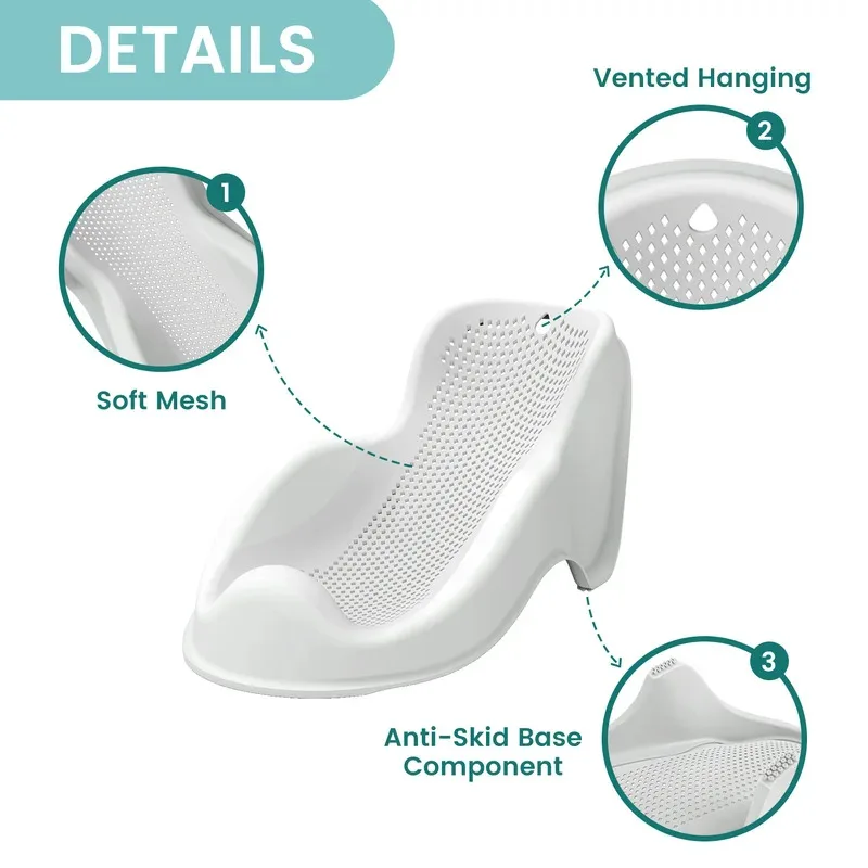 Soft Baby Bath Support for Newborns - Ergonomic, Easy to Clean, Comfortable & Secure Infant Bathing Seat