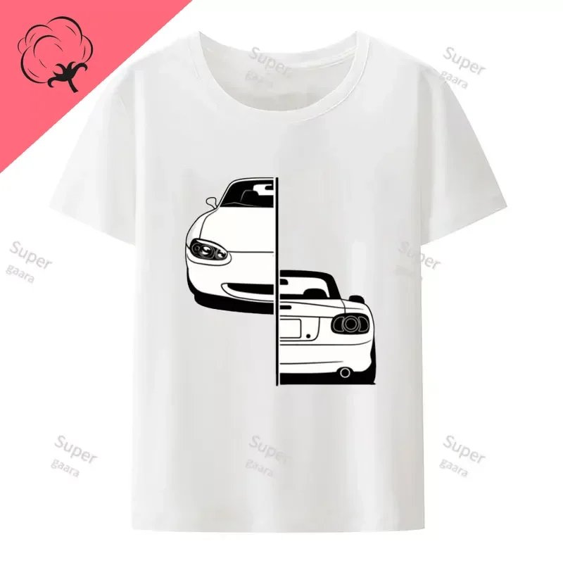 Initial D JDM MIATA MX5 Theme 100%Cotton T Shirt for Men Short Sleeve Y2k Men Clothing Printed T-shirt Tops Summer O-neck Tee