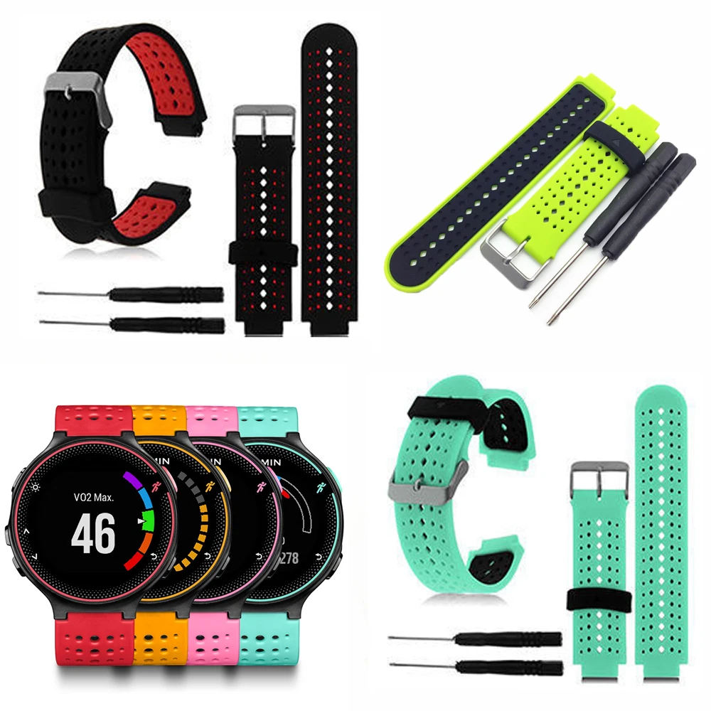 Soft Silicone Watch Strap Replacement Wrist Watch Band For Garmin Forerunner 220/230/235/620/630 Watchband With Tools