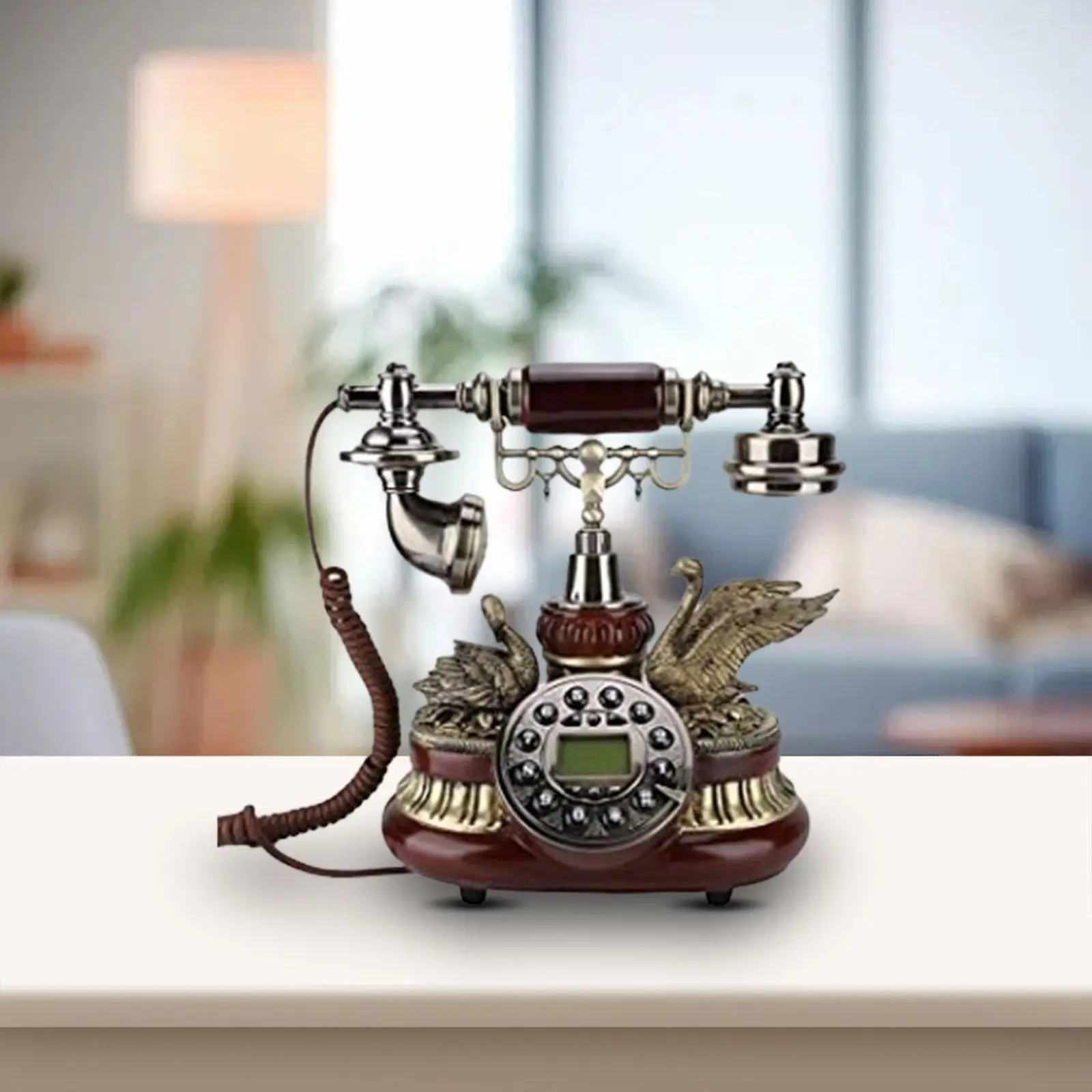 Vintage Style Phone Old Fashioned Desk Telephone for Cafe Wedding Office