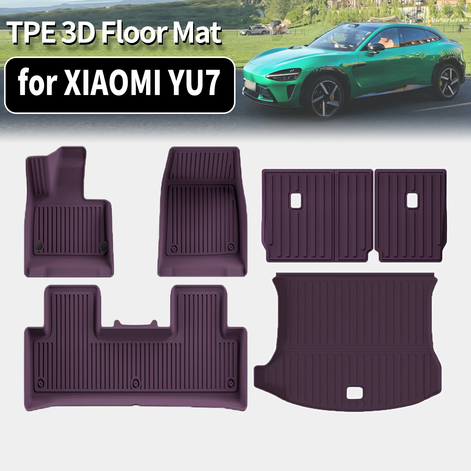

for XIAOMI YU7 2025 2026 Eco-Friendly TPE Floor Mat & Trunk Pad Non-Slip Dustproof Car Interior Accessories (Not For RHD)