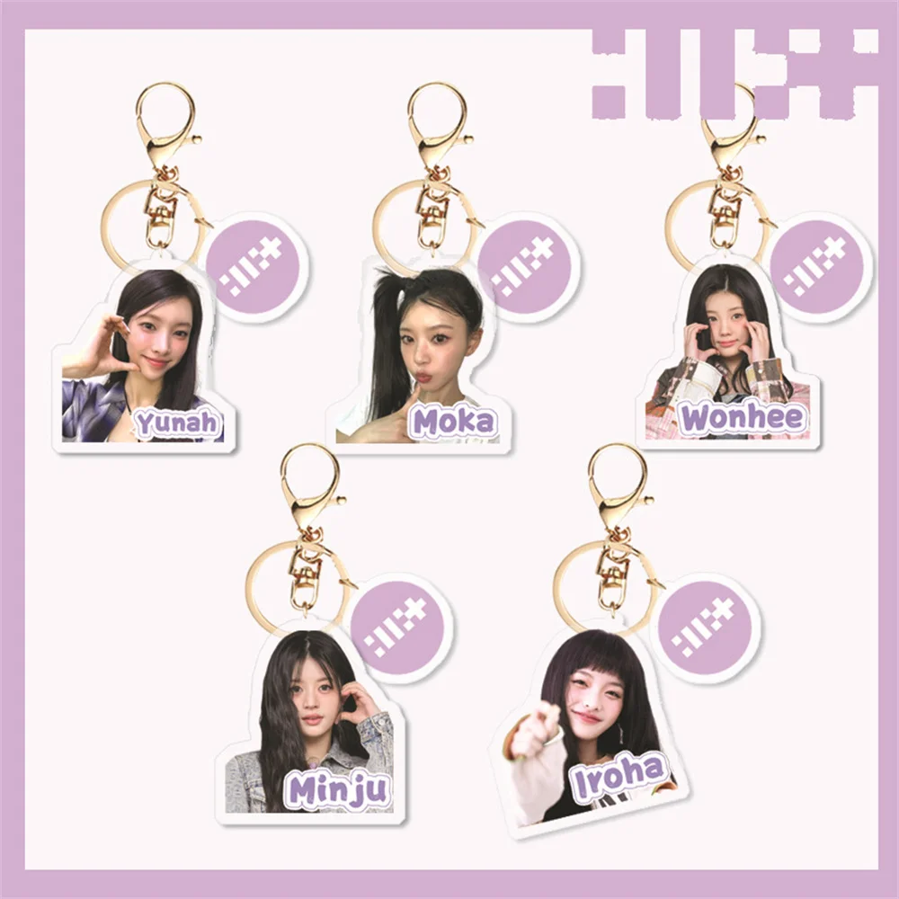 2pcs Kpop ILLIT Keychain Album Super Real Me HD Photo Acrylic Transparent Pendant Wohee Minju Accessories Key Ring Fans Gift