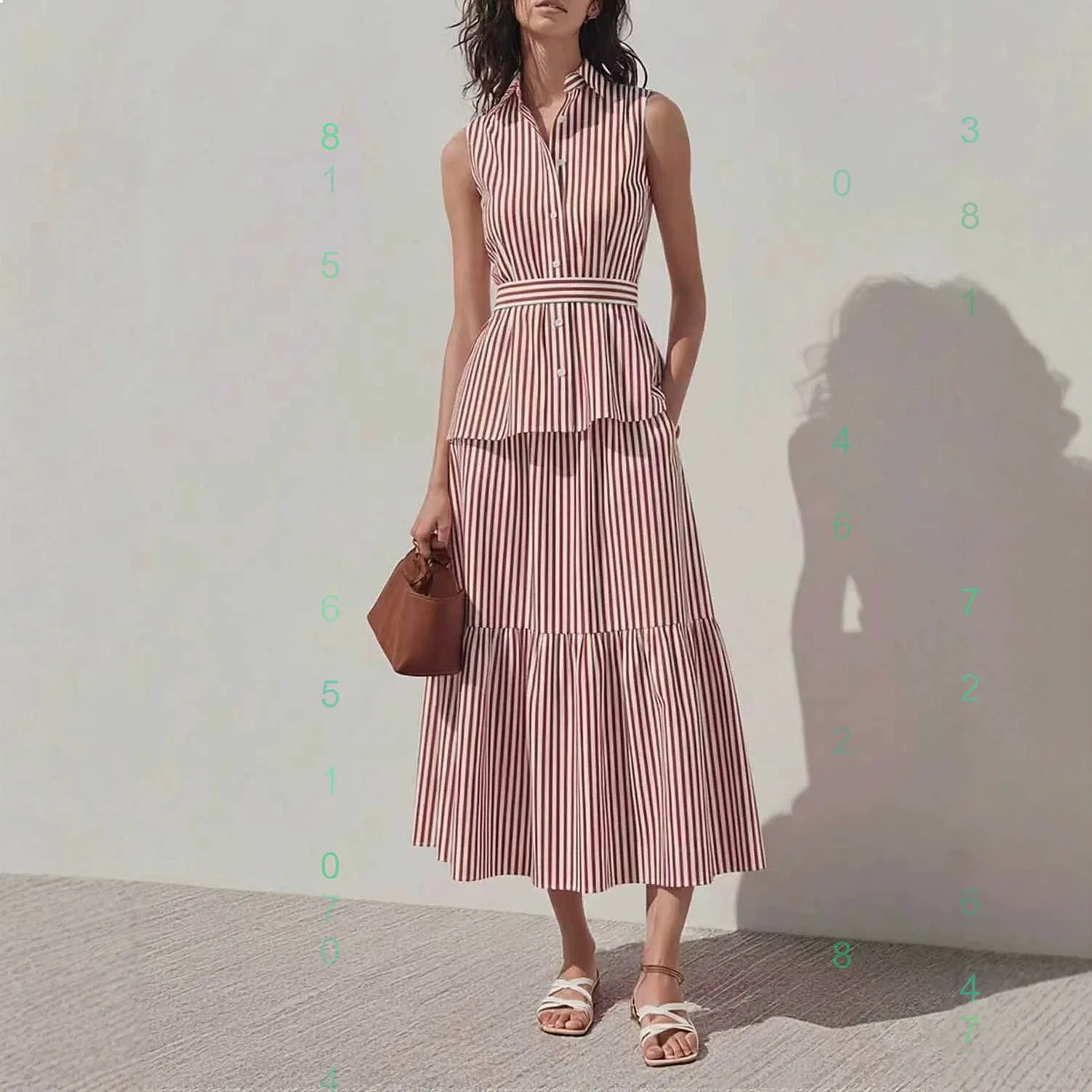 

Striped Blouse Top Matching Set Skirt Contrast Stitching Spring Summer Blouses Tops