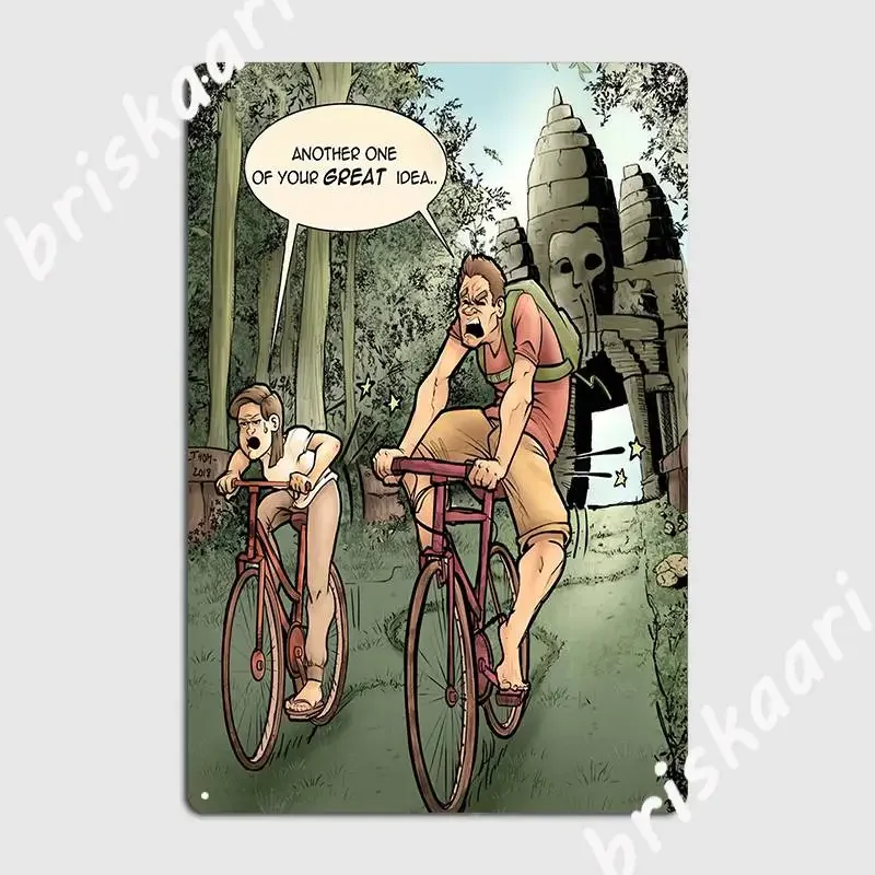 Cycling In Cambodia Poster Metal Plaque Plaques Vintage Home Club Tin Sign Posters