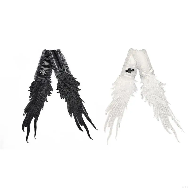 

68UA Lovely Wing Lace Headbands Party Wear Bows Headwear for Music Festivals Photo Props for Halloween Cosplay