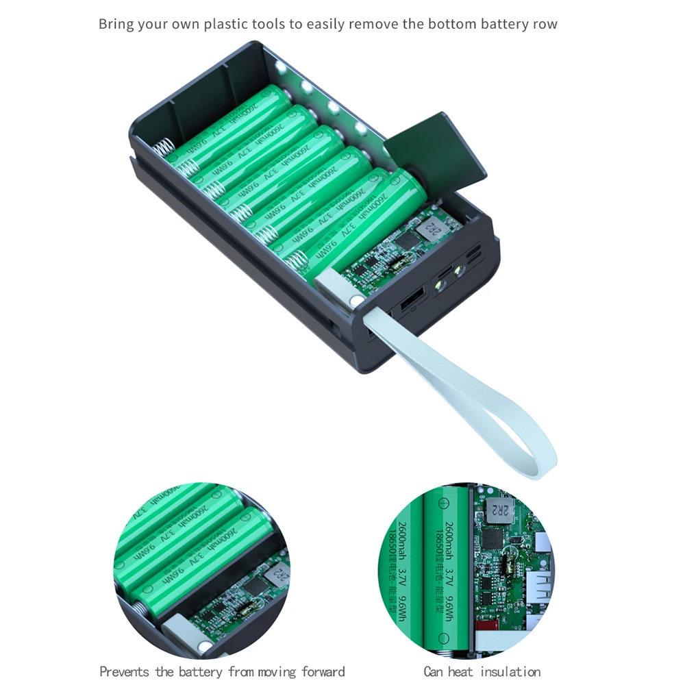 Quick Charge QC3.0 DIY 12 x 18650 Battery Power Bank Case Powerbank Holder Shell Portable Battery Storage Box With LCD Display