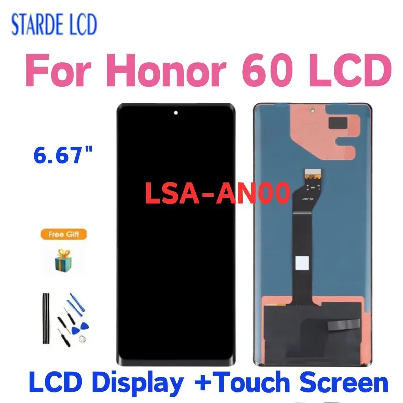 High Quality 6.67 Inch For Huawei Honor 60 LCD Display Touch Screen Digitizer Assembly For Honor 60 LSA-AN00 LCD Replacement