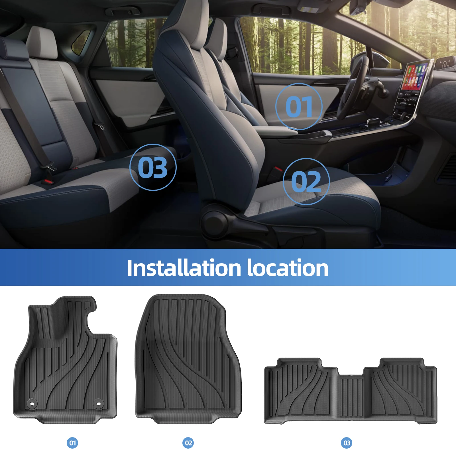 Smabee Linkslenker für Subaru Solterra/Toyota BZ4X/BZ 2023-2026 TPE 3D Autofußmatten Kofferraumauskleidung Rückenlehnenpolster Zubehör – Detail 1