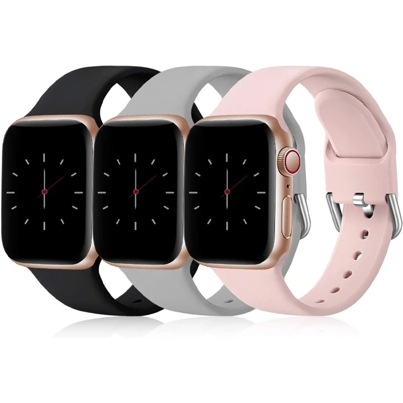 Correa de silicona para Apple Watch, pulsera de 44mm, 45mm, 49mm, 42mm, 41mm, 40mm, iWatch Series 8 9 Ultra SE 6 7 5 4 3