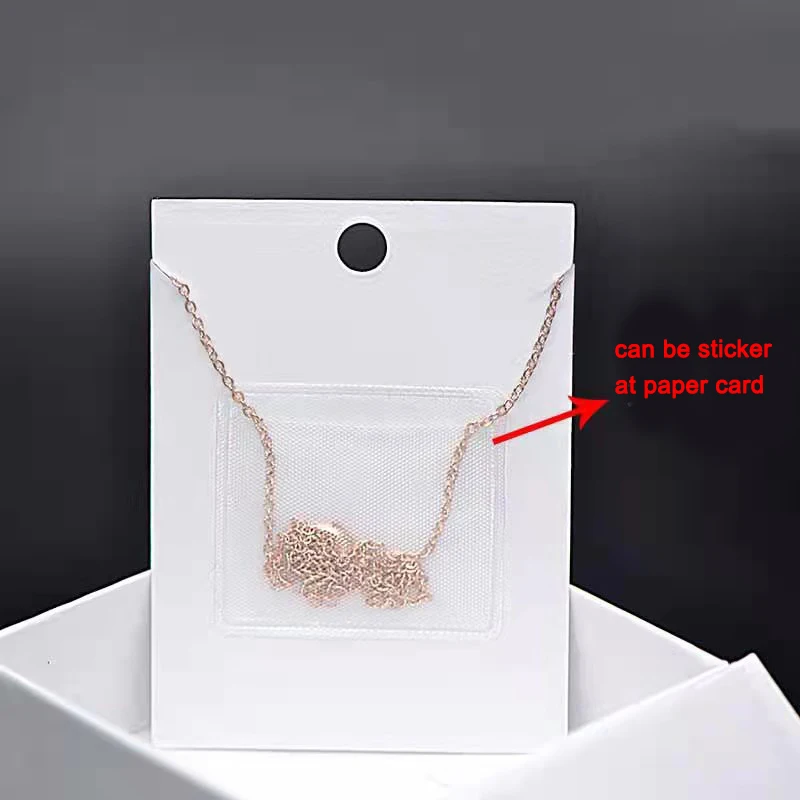 100pcs Plastic Transparent Bag Self-adhesive Sticker Paper Card Necklace Chain Fixed Accessories Jewelry Storage Display Packing